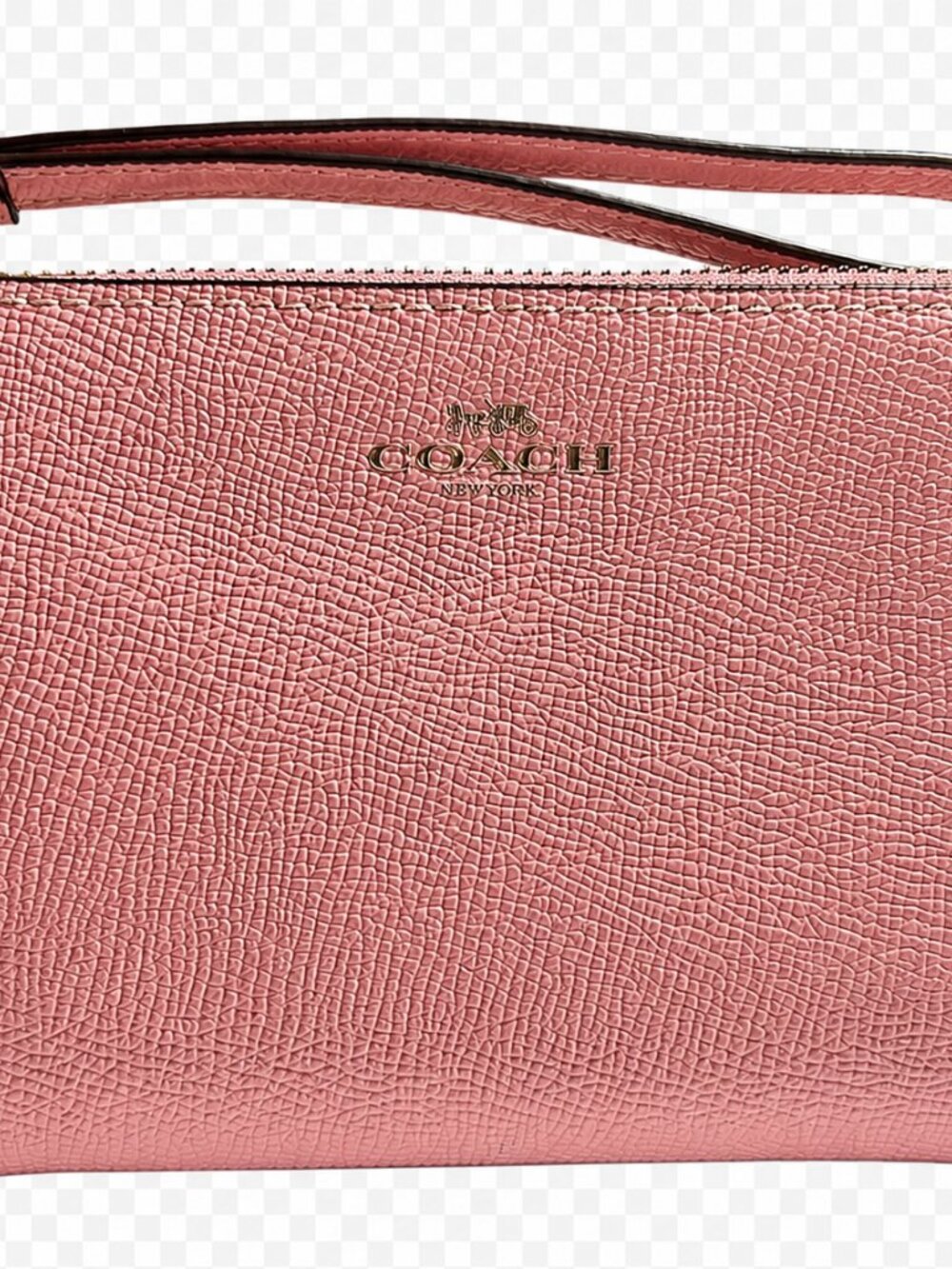 COACH Corner Zip Wristlet Crossgrain Leather Style No. 58032 IM/Bubblegum - NWT - Picture 3 of 5